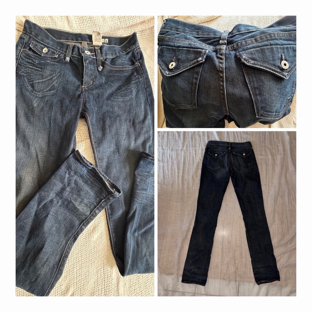 Y2K Archival Rogan NYC Vintage Jeans Size 28 Made in USA Dark Wash Flap Pocket